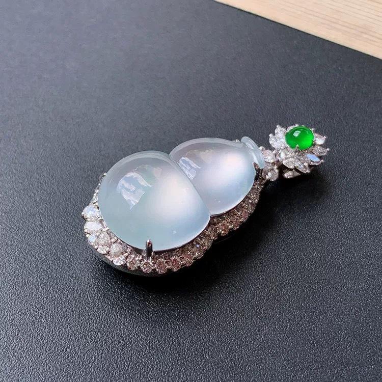 Серебряная подвеска-бутылка с инкрустацией ледяным нефритом, ожерелье для женщин
