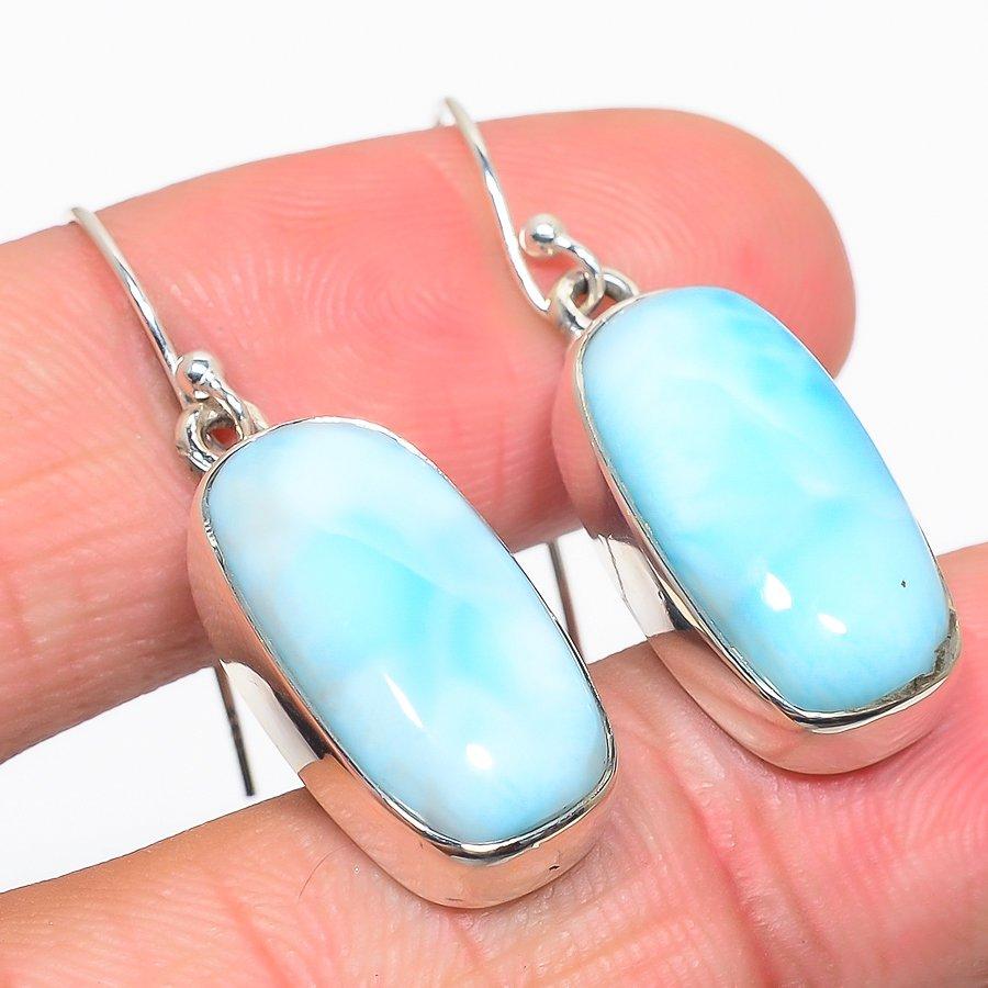 Серьги из чистого серебра 925 пробы с натуральным камнем-ларимаром Natural Republic 1,50 дюйма u3i05