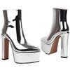 Women Patent Leather Platform Boots Extremely High Heeled Zipper Silver Golden Ankle Boots Woman Party Shoe