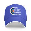Стильная унисекс бейсболка Aim Shoot Swear Repeat Мишень для стрельбы из лука Необходимая кепка-тракер с застежкой-кнопкой Кепка в стиле 'Dad Hat' Любитель стрельбы из лука Гольф-кепки