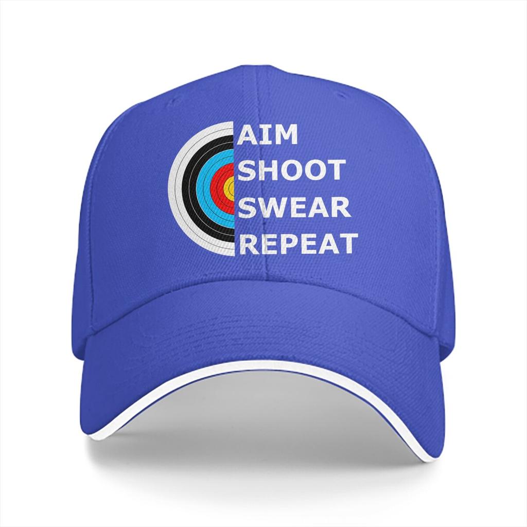 Стильная унисекс бейсболка Aim Shoot Swear Repeat Мишень для стрельбы из лука Необходимая кепка-тракер с застежкой-кнопкой Кепка в стиле 'Dad Hat' Любитель стрельбы из лука Гольф-кепки