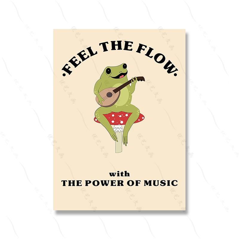 Retro Aesthetic Dance Frog Art Poster Decor Trendy Wall Motivational Quote Print Mushroom Meditate Canvas Room Home Painting