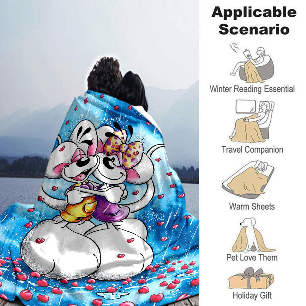 Rabbits Rain Hearts Flannel Blanket Super Soft Warm Cozy Blanket For Sofa Bed Office Travel Allseason Home Decor Gift