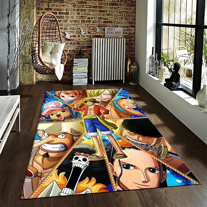 "One Piece Anime Carpet Featuring Straw Hat Crew Characters Design" Suitable for use as an anti-slip for living room bedroom sofas