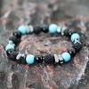 Volcanic Stone Beaded Bracelet Men Jewelry Black String Frosted Beads Personalized Trend of Men Women Accessories