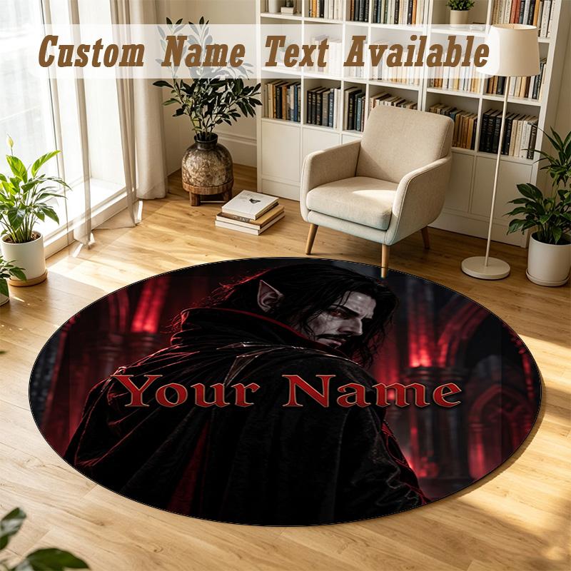 Dracula Personalized Round Rug Support Custom Name, Soft Home Decor Mat