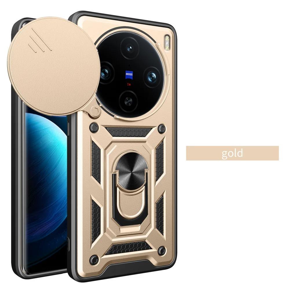 Чехол Armor Case для VIVO X100 Pro Cover Защита объектива с кольцом Магнитный держатель Business Полная защита Cover
