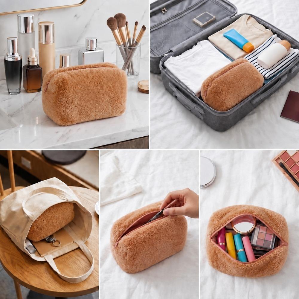 Rectangular Shape Plush Storage Bag Handheld Cosmetic Bag Daily Sundries Storage