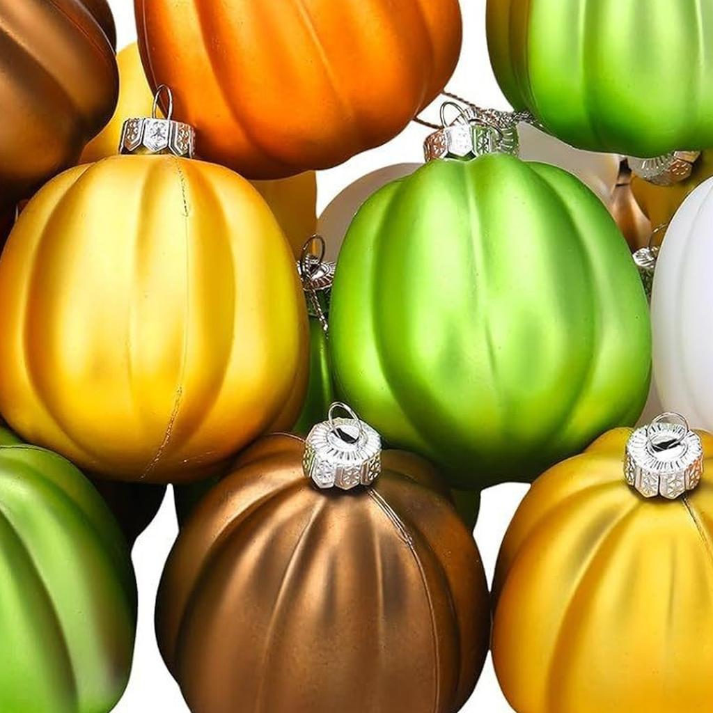 Pack Of 20 Matte Finish Halloween Pumpkin Baubles Decorations Plastic Hanging Ornament For Holiday Parties