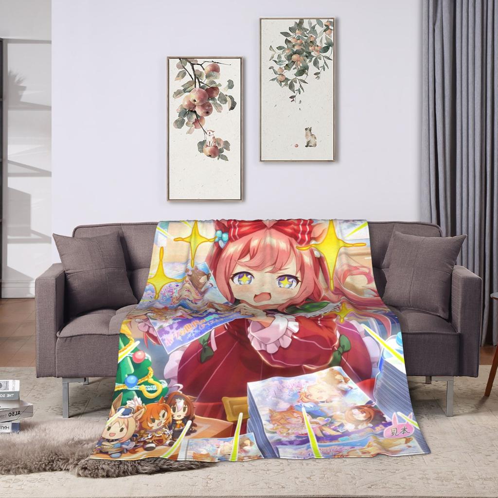 Мультяшное одеяло Umamusume Pretty Derby из кораллового флиса, плюшевое, летнее, дышащее, теплое, плед для кровати, дорожный коврик, штука