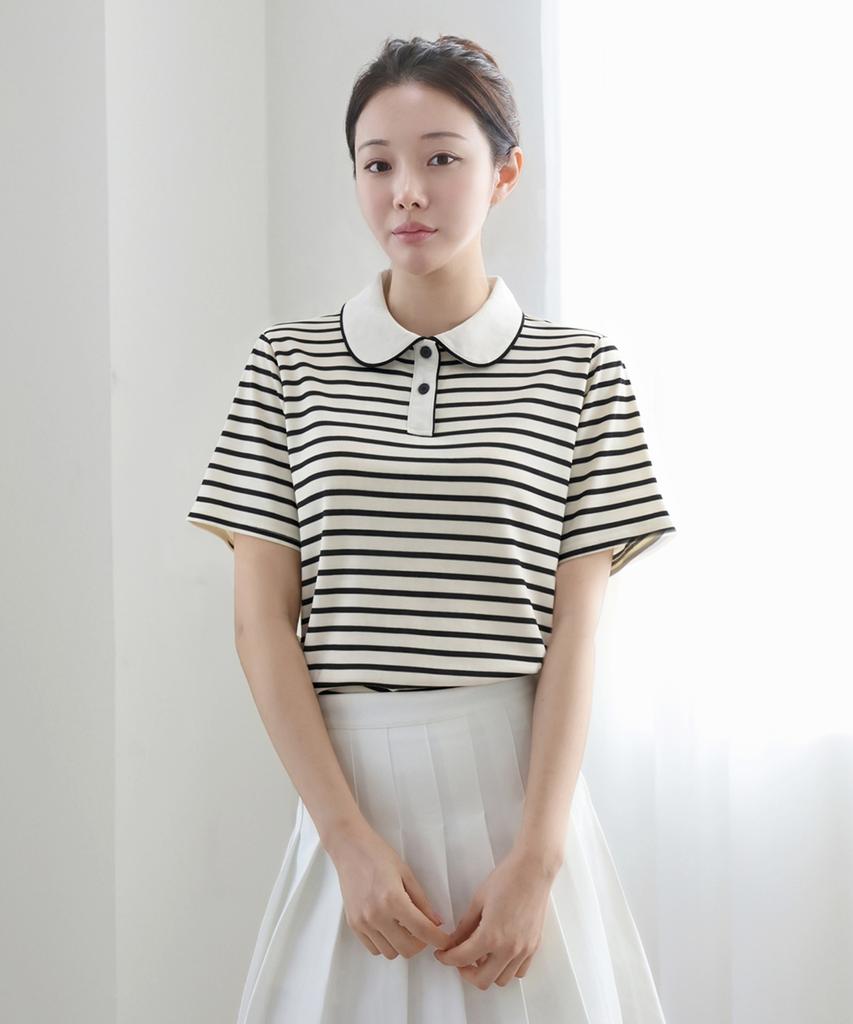 Keulleiseu Футболка с воротником Pretty Line_Коричневый