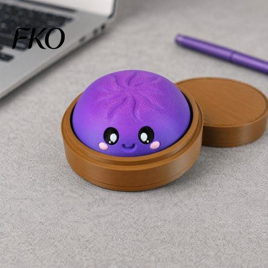 Dumpling Decompression Toy Cartoon Clicker with Steamer, 3D Printed Smiling Steamed Sensory Bun Toy, Shape Finger for Stress