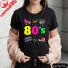 Colorful 80s Icons And Text Design Shirt Retro 80s Style Unisexs TShirt Vintage Themed Parties Ideal Tshirt Daily Life Tops