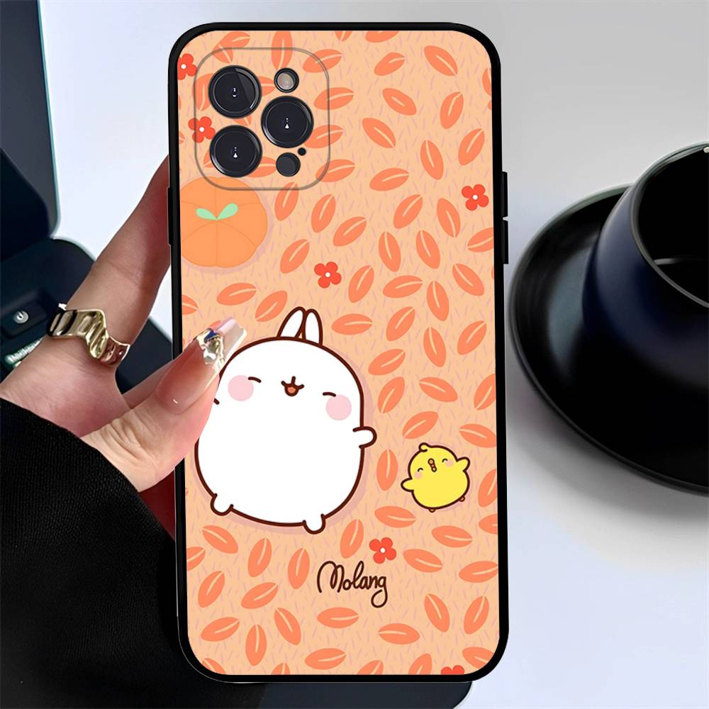 Мультяшный милый чехол для телефона M-Molang для iPhone 17 16 15 16e 14 13 12 11 Pro Max Plus Чехол Обложка Coque
