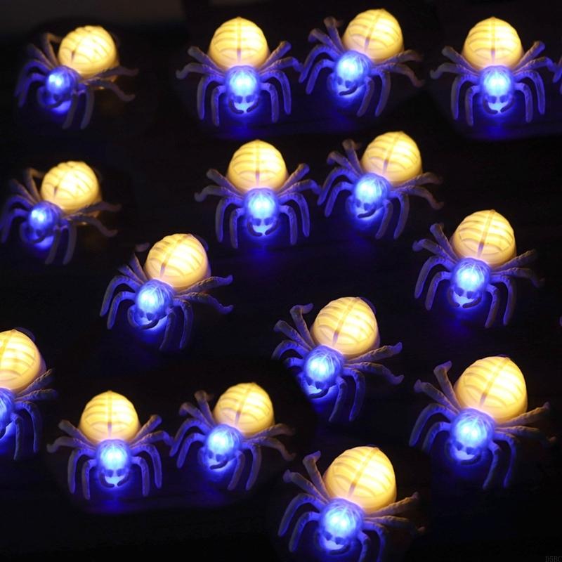 12Pcs Decorative LED Night Glowing Spiders Lamp Spiders Night Light Decoration