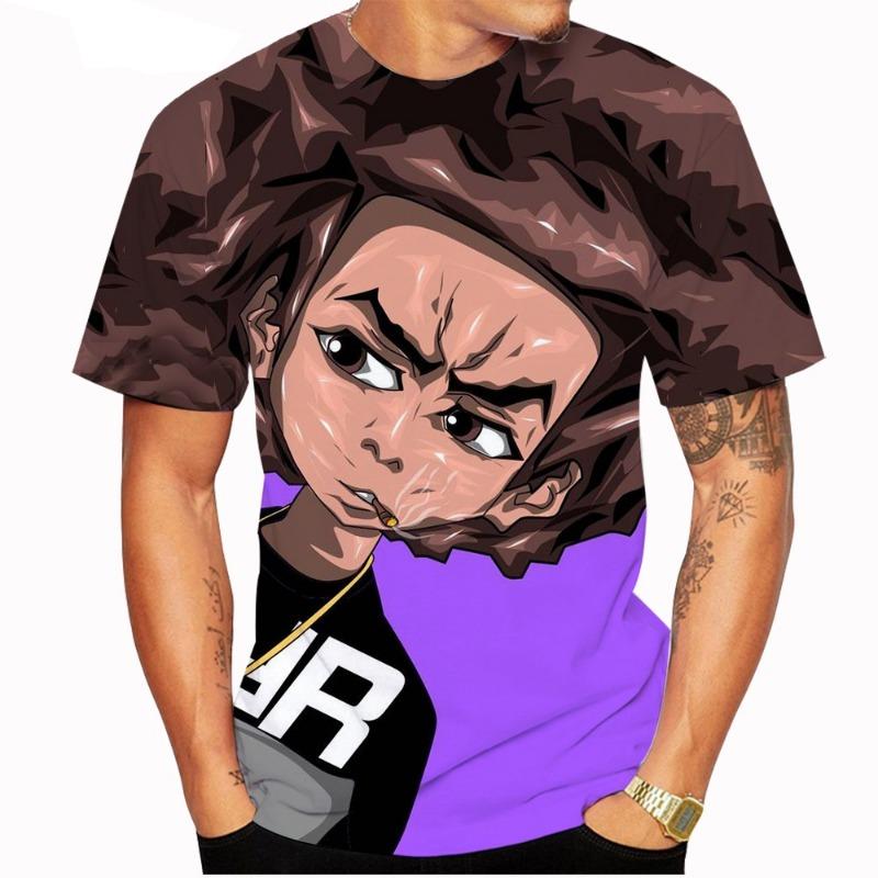Летняя новая модная футболка унисекс с коротким рукавом Craig Smokey x Boondocks Huey Riley с 3D-принтом, повседневная футболка, детские топы 100-6XL