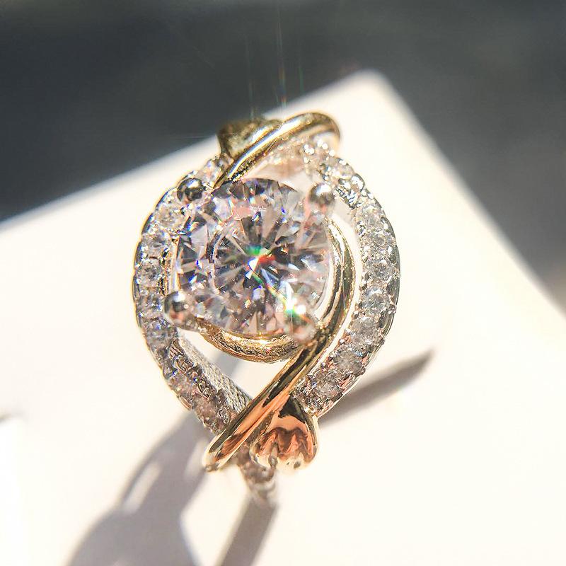 New Jewelry, Eight Hearts And Eight Arrows, Zircon Gold Group, Diamond Color Retention Flower Ring