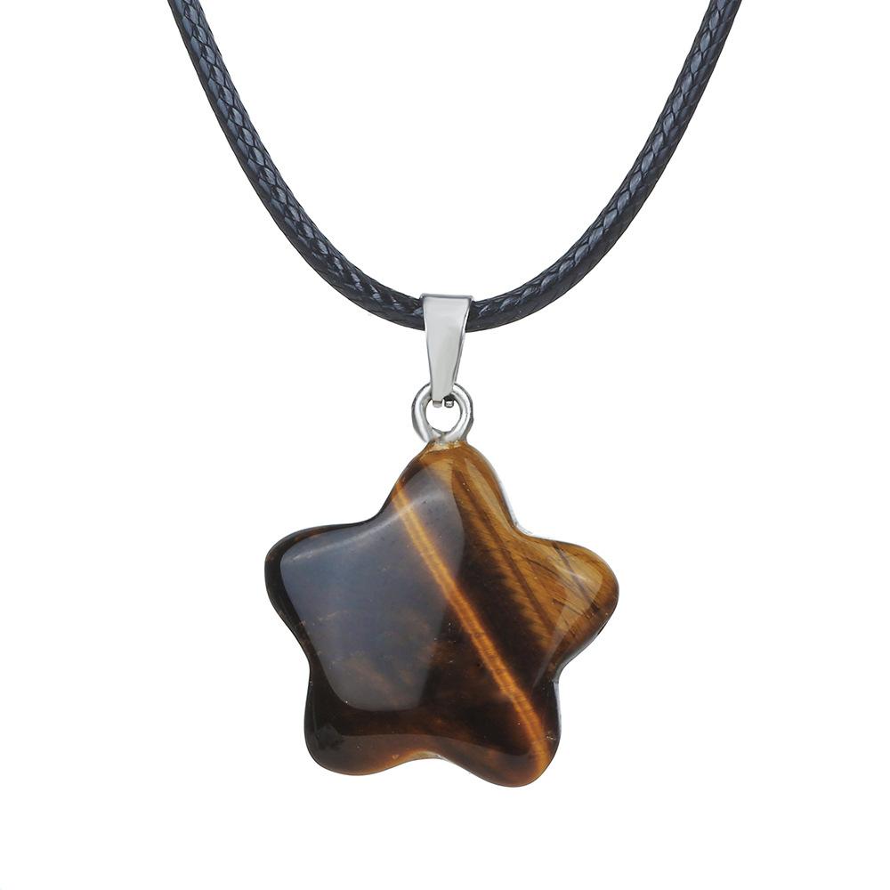 Natural stone star pendant, Xiuyu, blue patterned stone, pentagram necklace, jewelry