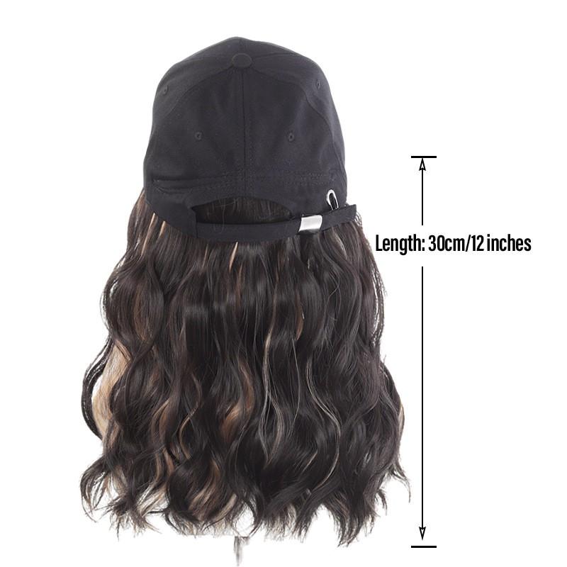 Womens Wig Hat Combo Short Curly Hair With Embroidered Mountain Baseball Cap Highlight