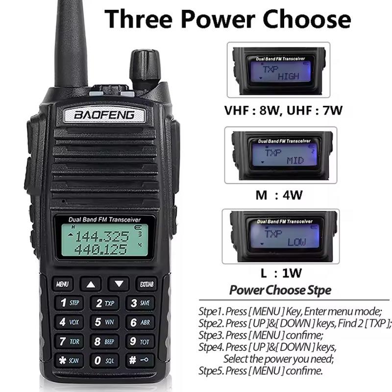 Baofeng UV-82 8W High Power Unieke Dual PTT Walkie Talkie UV82 Dual Band VHF/UHF FM 10Km Long Rang Two Way Ham CB Radio Handheld