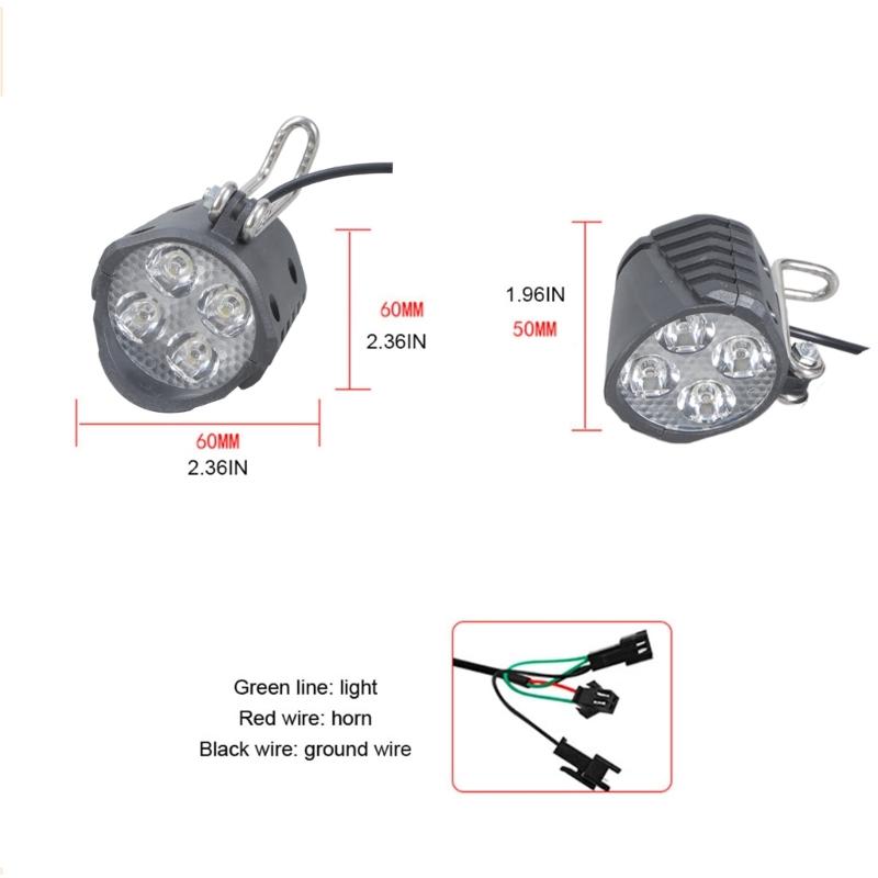 2-в-1 Электрический велосипедный фонарь Ударопрочный Светодиодный фонарь для электровелосипеда Передний фонарь с гудком Отличная производительность