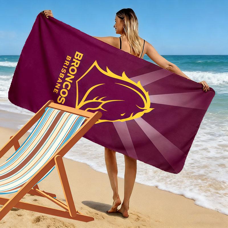 Brisbane Power Print Beach Towel, Large Soft Quick Dry Towel for Beach Camping Swimming