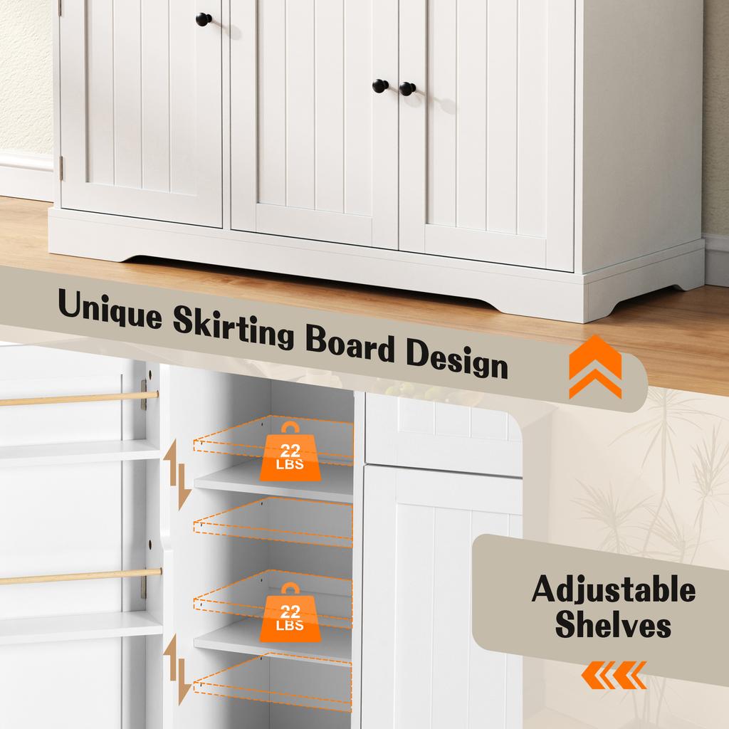 Modern, Elegant Sideboard with 3 Doors and One Drawer, Buffet Cabinet for Dining Room, Living Room and Hallway (White+Natural)