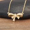 Nidin Korea Popular Bowknot Shape Shine Zircon Fine Pendant Necklace 7 Styles For Female Fashion Cute Chain Choker Jewelry Gifts