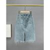 Heavy Industry Denim Skirt Loose-Fitting European A- Line Hot Drilling
