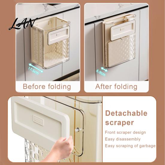 Modern Bathroom Waste Basket Foldable Garbage Can, with Rubbing Board, Lightweight Portable Small for Bedroom Bin, Kitchen And Cupboard Door