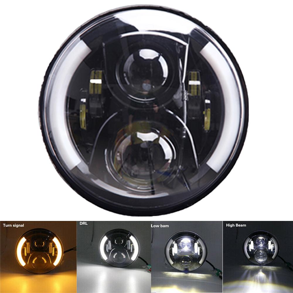 Автомобильный светильник в сборе 7 дюймов H4 светодиодный фар DRL Halo Angle Eyes 12 В 24 В высокий низкий сигнал поворота для Lada Niva