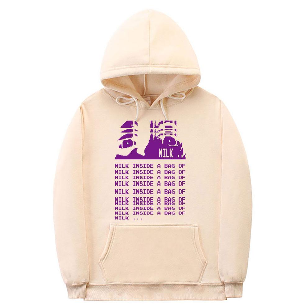 Мужчины Женщины крутые модные толстовки с рисунком Толстовка с капюшоном Ulzzang Milk Inside A Bag of Milk Толстовка с капюшоном с принтом аниме «Глаза»