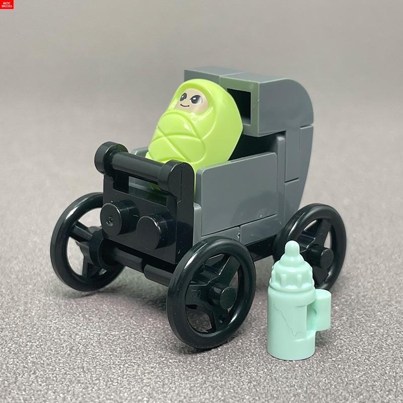 MOC Кубики Детская коляска люлька для младенцев подставка для бутылочки Обучающие Строительные Блоки Игрушки для Детей Девочек Подарок
