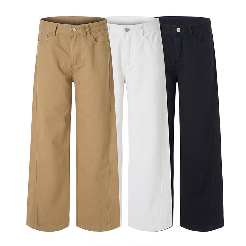 LKTM Американский Ретро Унисекс Брюки А-силуэта из Чистого Хлопка - Высококлассный Чистый Крой в Пол