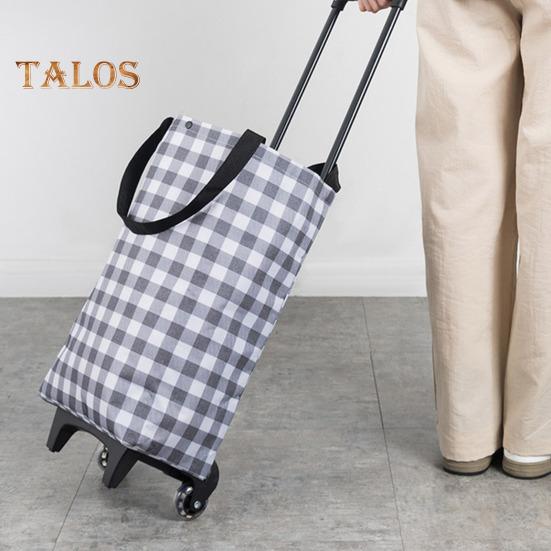 Grocery Cart with Wheels Collapsible Rolling Shopping Cart 2-in-1 Folding Design Portable Bag Waterproof Stair Climbing Telescoping Trolley Tote Bag
