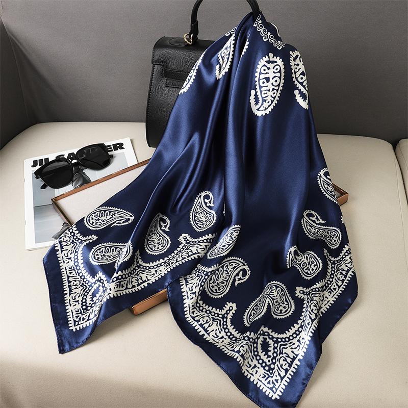 90x90cm Square Scarf for Women Head Shawls and Wraps Luxury Print Neck Scarves Hijab Bandana