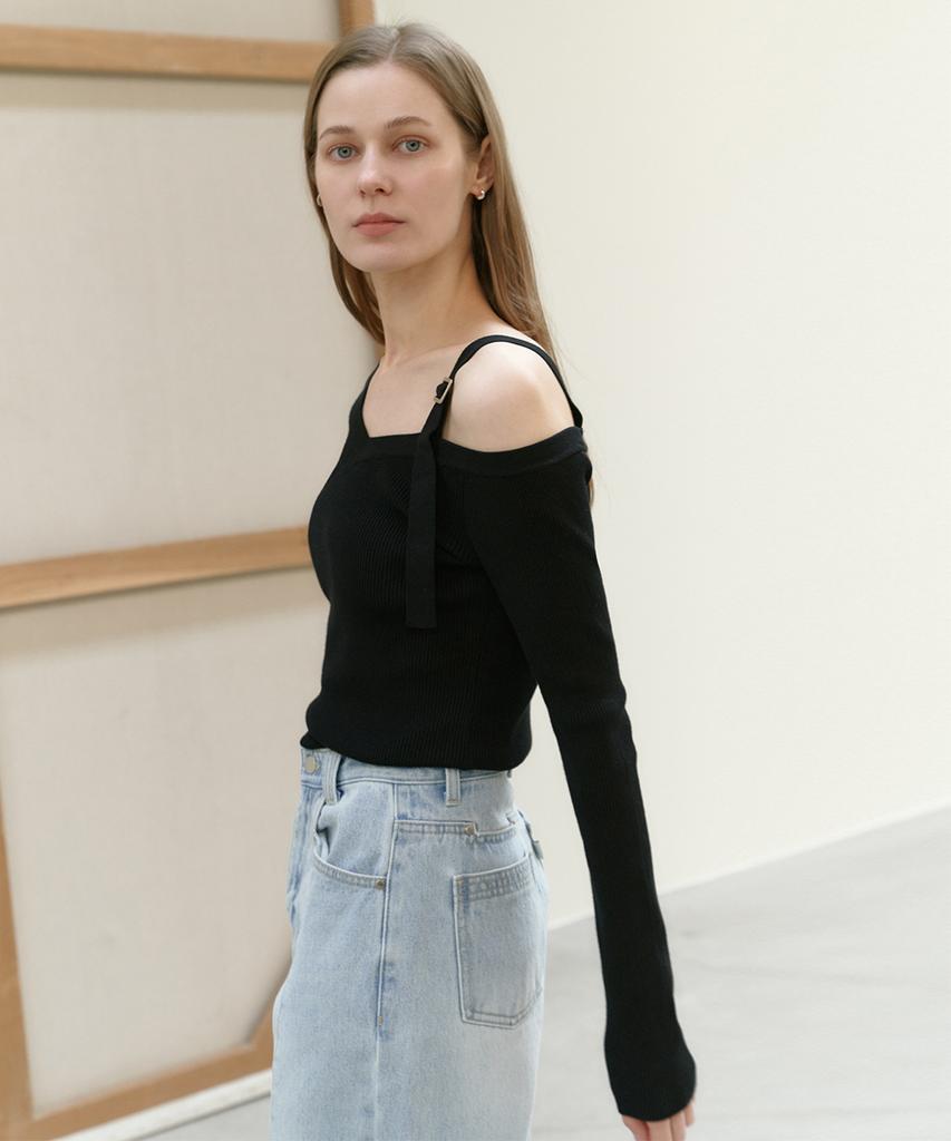 ARTID Off-Shoulder Strap Point Knit_3Colors