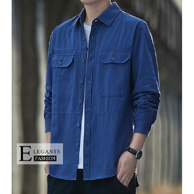 Men's pure cotton shirt, 2026 autumn new style, workwear long-sleeve casual Hong Kong style loose shirt jacket, versatile top