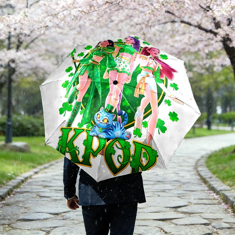 1pc Sturdy 8-Bone Auto Umbrella, Kpop Umbrella, Digital Printed, Foldable Umbrella for On-the-Go Outdoor Use