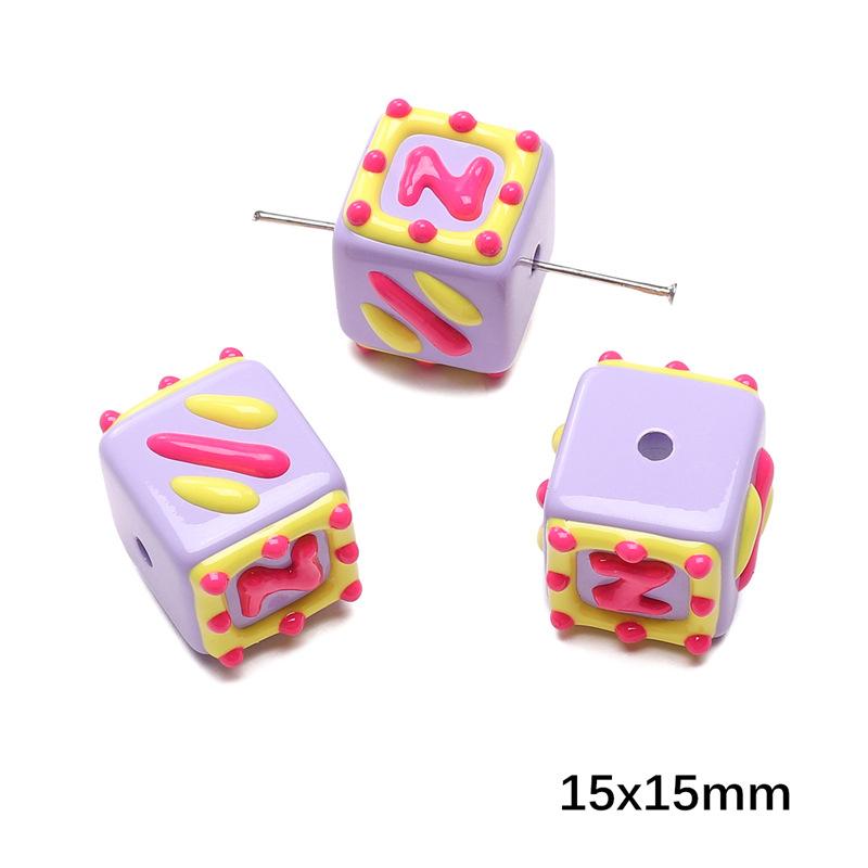 Handmade Beads Acrylic Double-sided Hand-painted Round Beads Graffiti Handmade Beads Diy Weaving Cell Phone Chain String Loose Beads Material