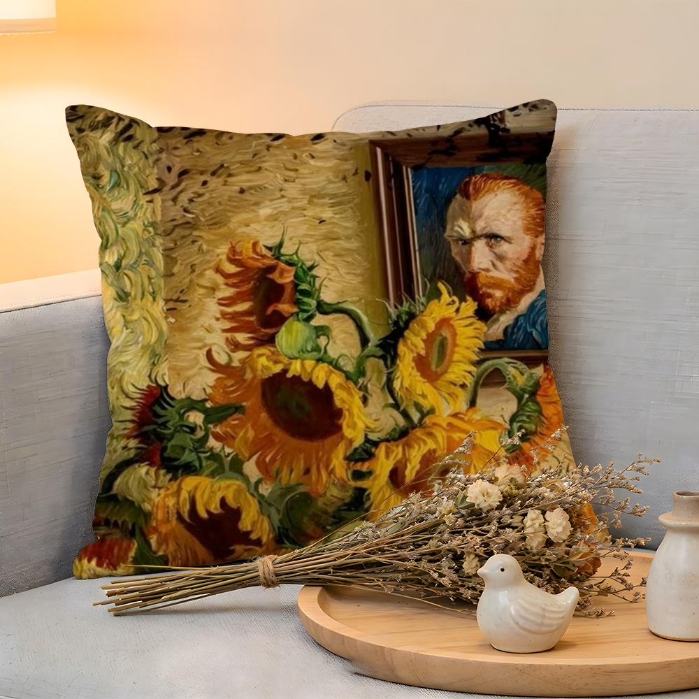 Cushion Cover Linen SkinFriendly Soft Decorative Case for Sofa Home Decor Van Gogh Starry Sky Oil Painting Pillow cover