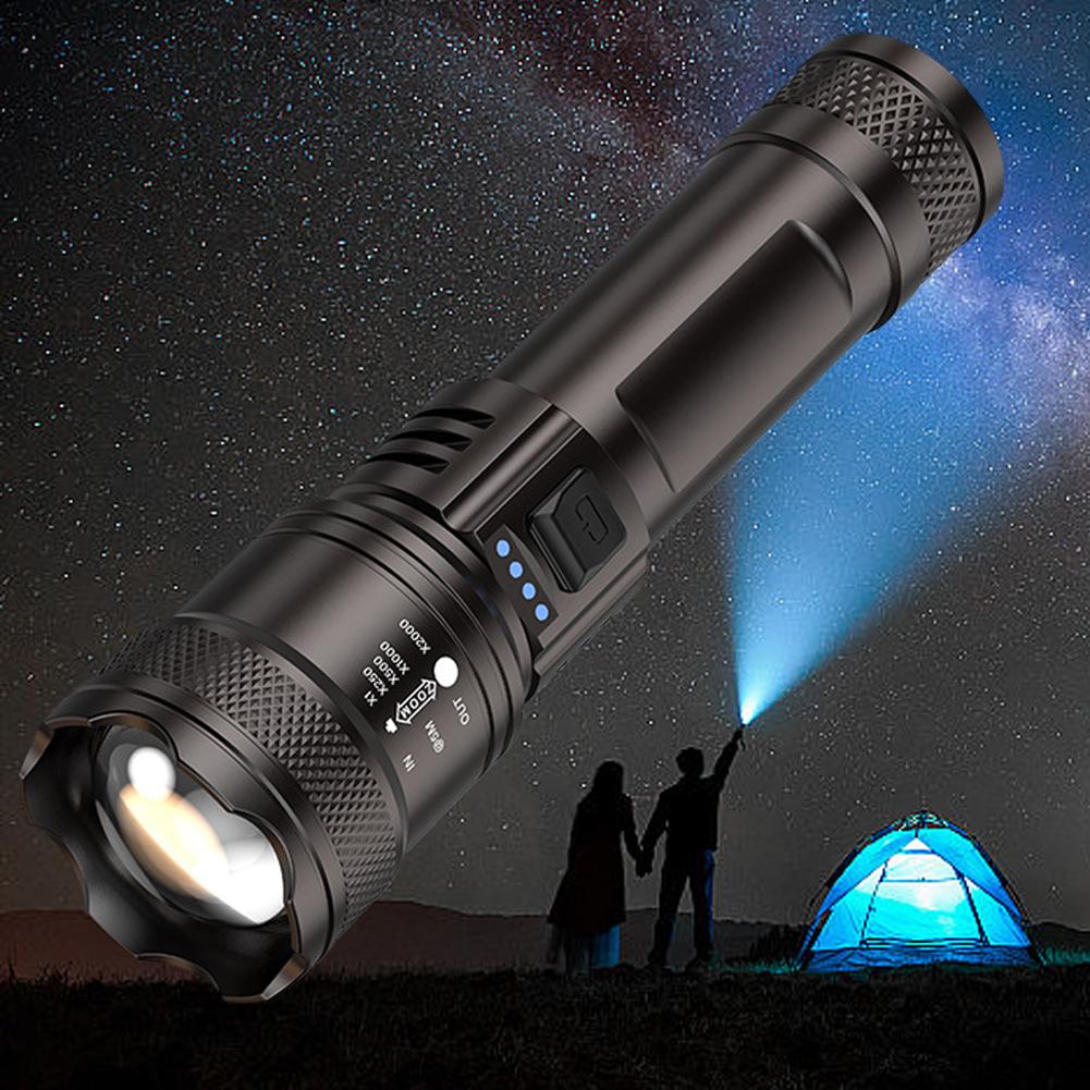 Telescopic Zoom Flashlight Outdoor White Laser USB Flashlight Flashlight Charging Household Rechargeable Emergency X1L2