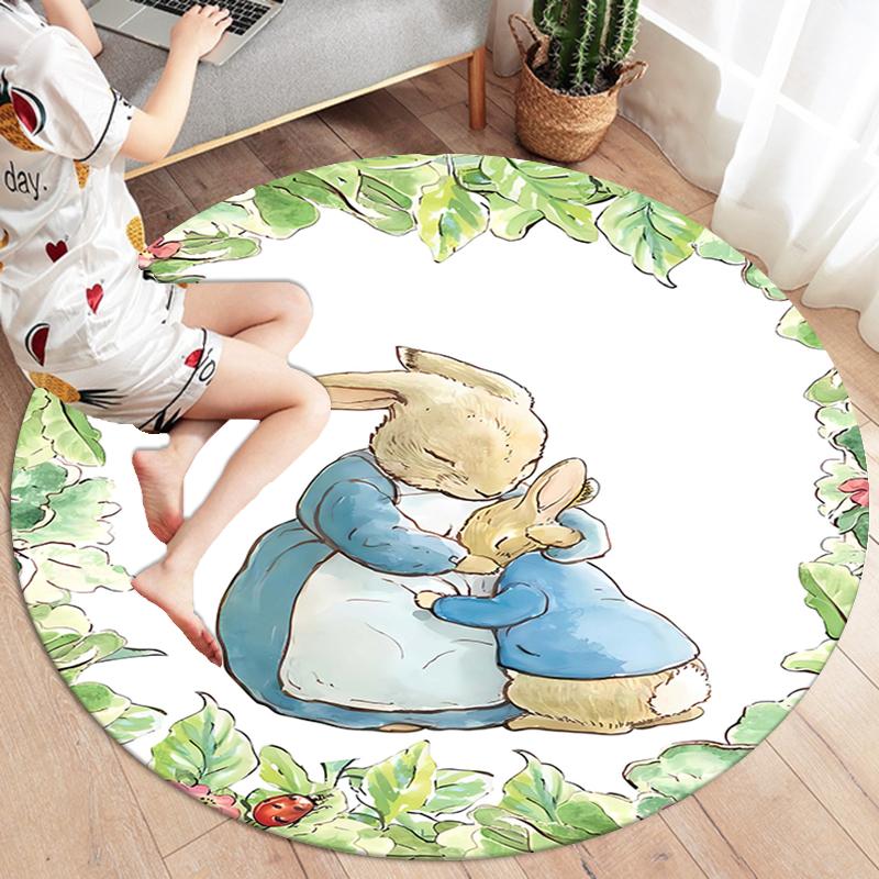 Круглый ковер Питер Кролик, Ковер для гостиной, спальни, дивана, игровой комнаты, нескользящий коврик для пола