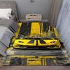 Оранжевый гоночный автомобиль Ковер Спортивный автомобиль Дизайн Динамичный узор Ковер большого размера для спальни Гостиная Напольный коврик
