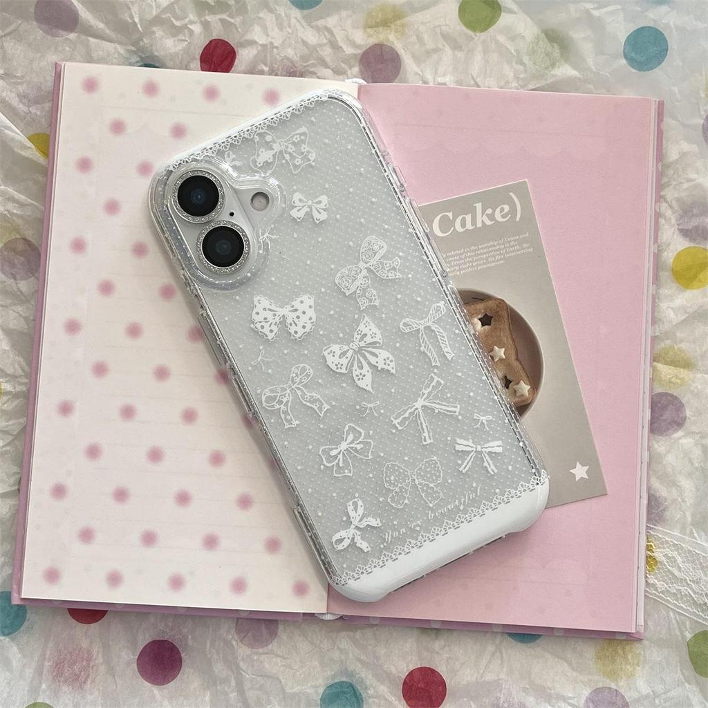 Двухслойный чехол с кружевным бантом, защитой от падения для iPhone 14/13 и Apple 17/16/15 Pro Max