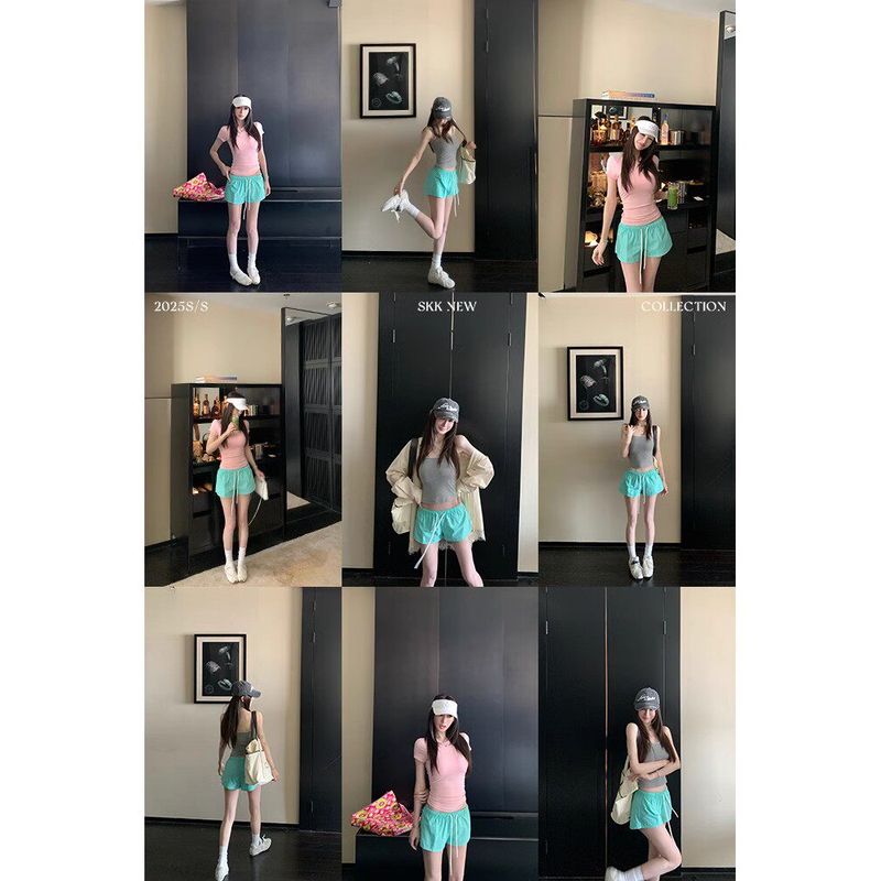 Leak-Picking ~ Withdraw from Cupboard Cut the Tag off Sports Shorts Women Wide-Leg Pants Summer Casual Breathable American Quick-Dry Pants Outer Wear