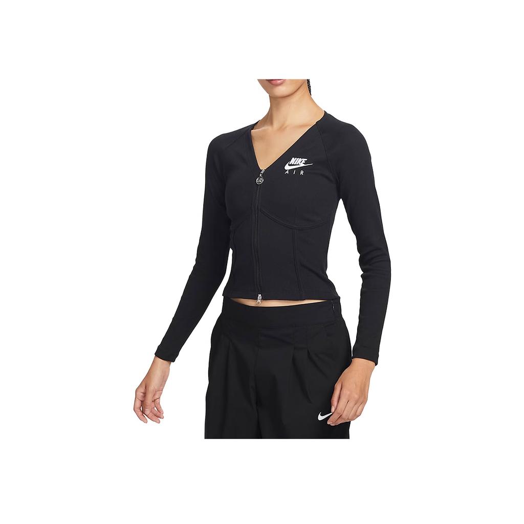 Nike Sportswear Logo Embroidered Double Zip Bone Opening Jacket Women Jacket Black FD2377-010