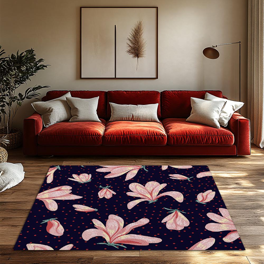 Floral Doormat Pink Flower Pattern Rug Washable Floor Mat Home Decor Entrance Mats Indoor Outdoor Welcome Mat Stylish Home Accen