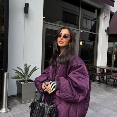 Осенне-зимняя женская куртка-стойка свободного кроя унисекс из хлопка