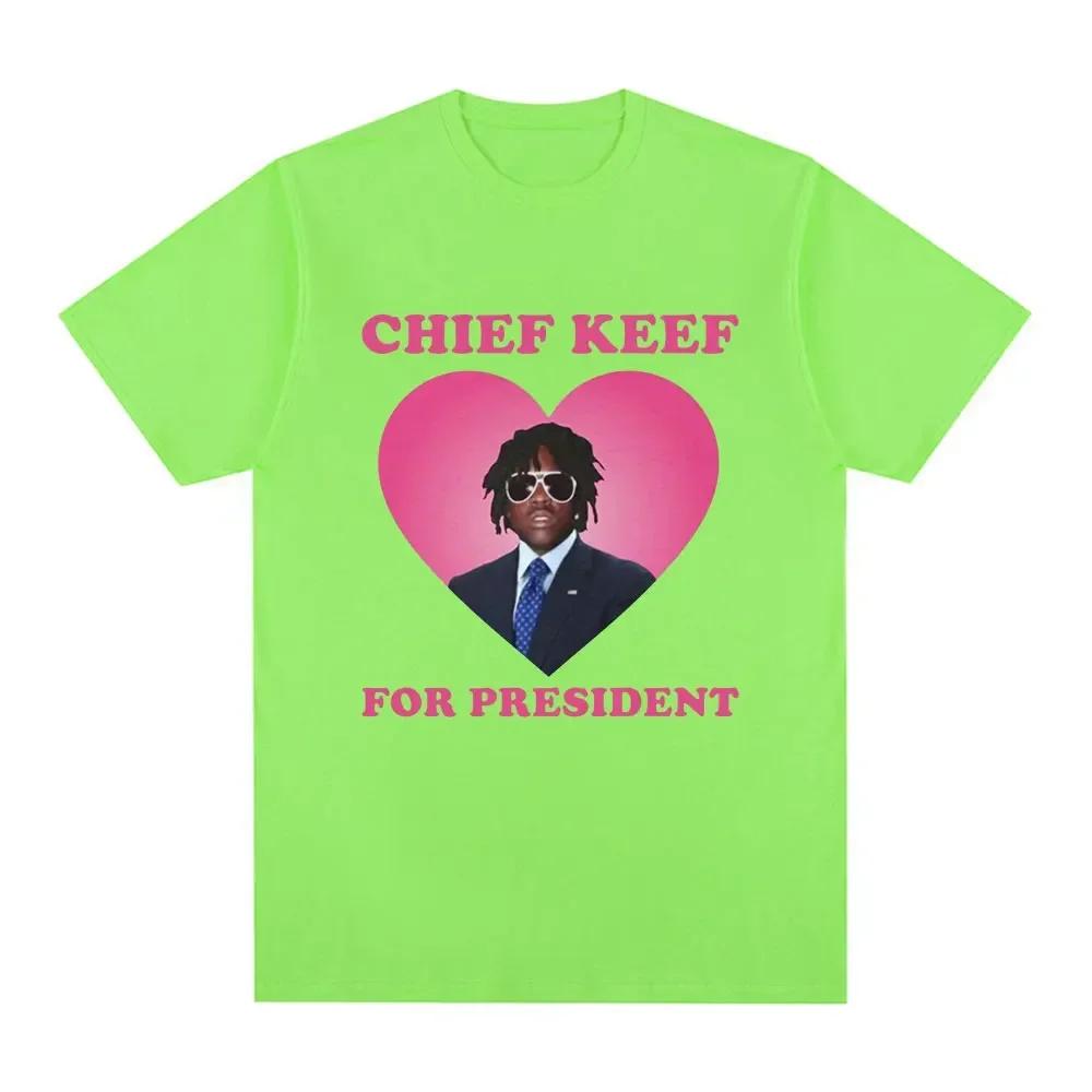 Футболка с принтом рэпера Chief Keef в президенты Унисекс Модная Повседневная с коротким рукавом Эстетичная Винтажная Оверсайз Футболки Уличная мода